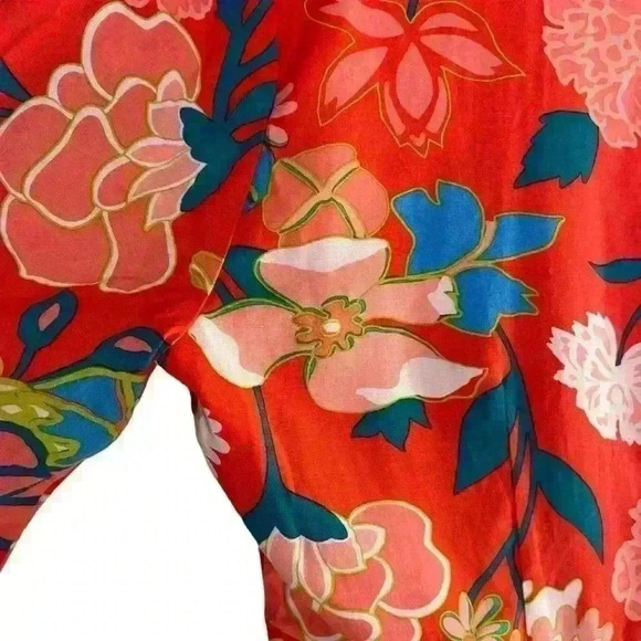 J Crew Vneck Soft Mini Dress In Floral Red Jade - Picture 3 of 12